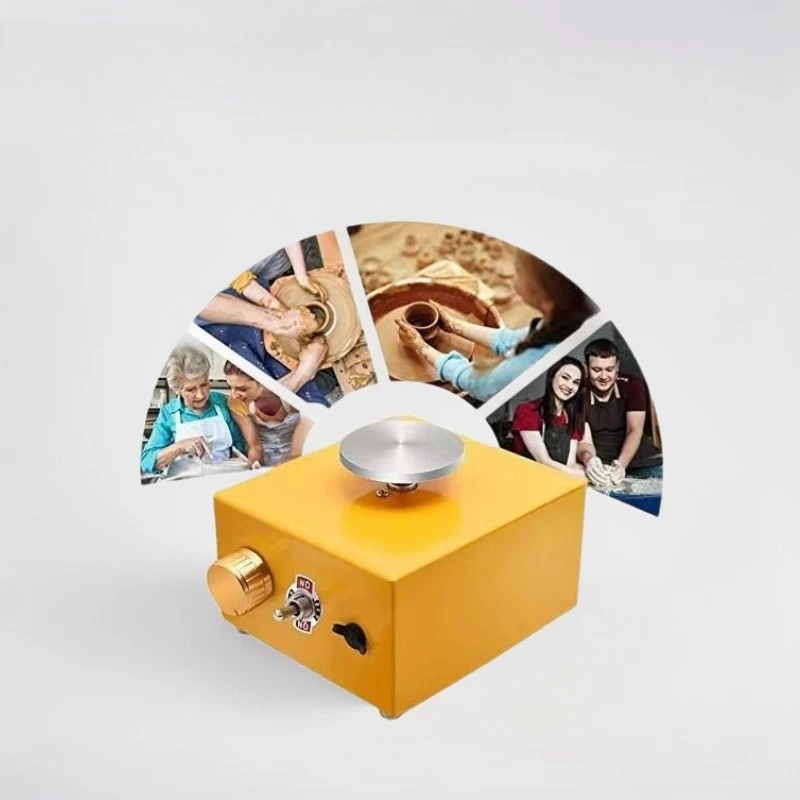Electric Mini Potter‘s Wheel，Square Ceramics Machine with Moonlight Box Design， Finger-Tip Clay Sculpting Art Tool for Beginners