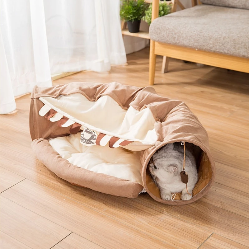 Soft Bed for Cat Tunnel Toys for Play Tunnel Durable Tube Summer Polyester Hideaway Crinkle Tunnel for Small Pet Drop Shipping