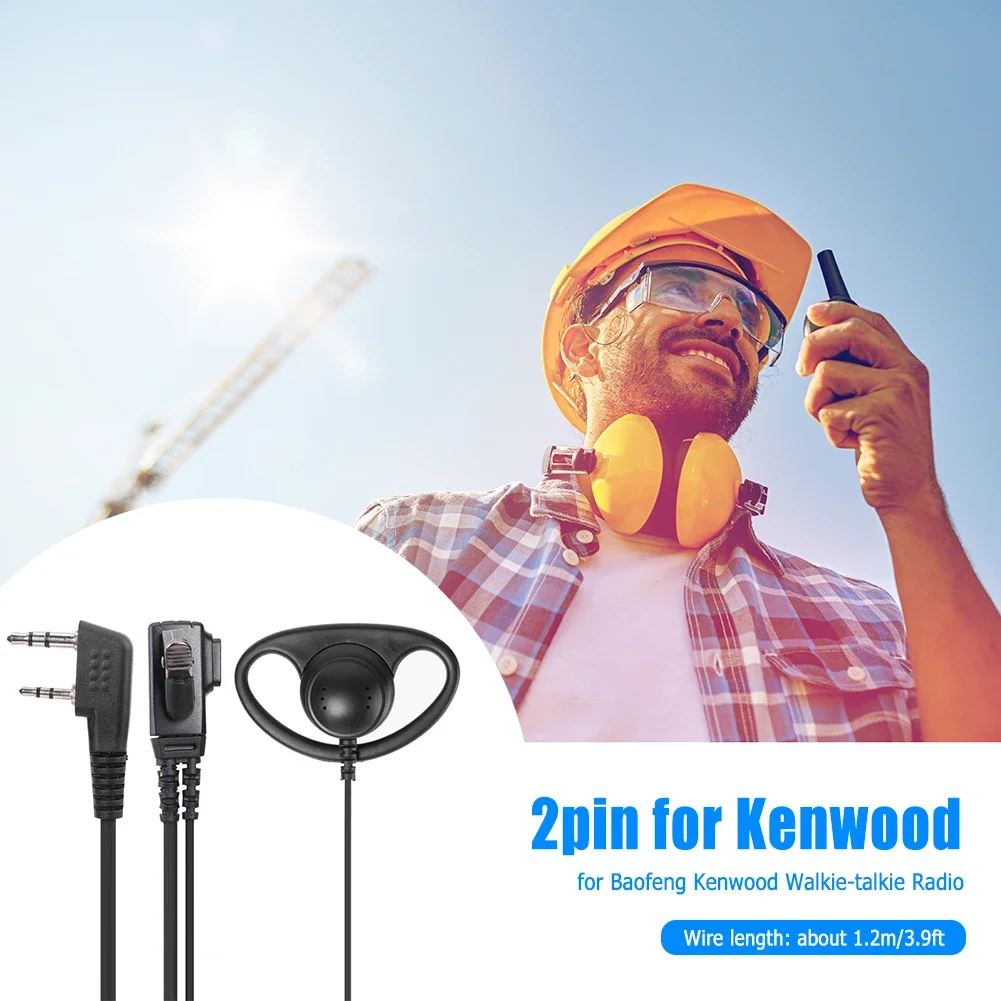 D 모양 2Pin K 헤드 PPT 이어폰 헤드셋 Baofeng Kenwood 용 소음 방지 이어폰 야외 케이터링 호텔에서 널리 사용됨