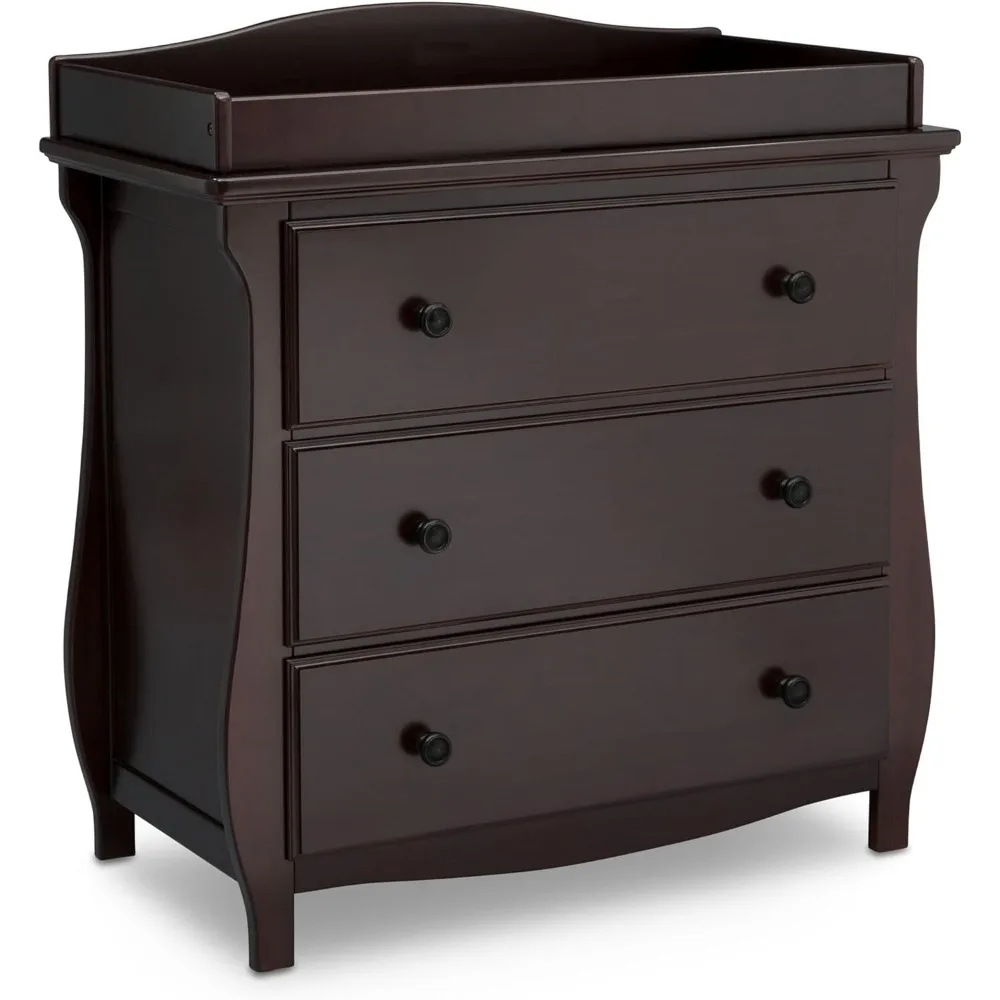 

Lancaster 3 Drawer Dresser with Changing Top and Interlocking Drawers - Greenguard Gold Certified, Dark Chocolate
