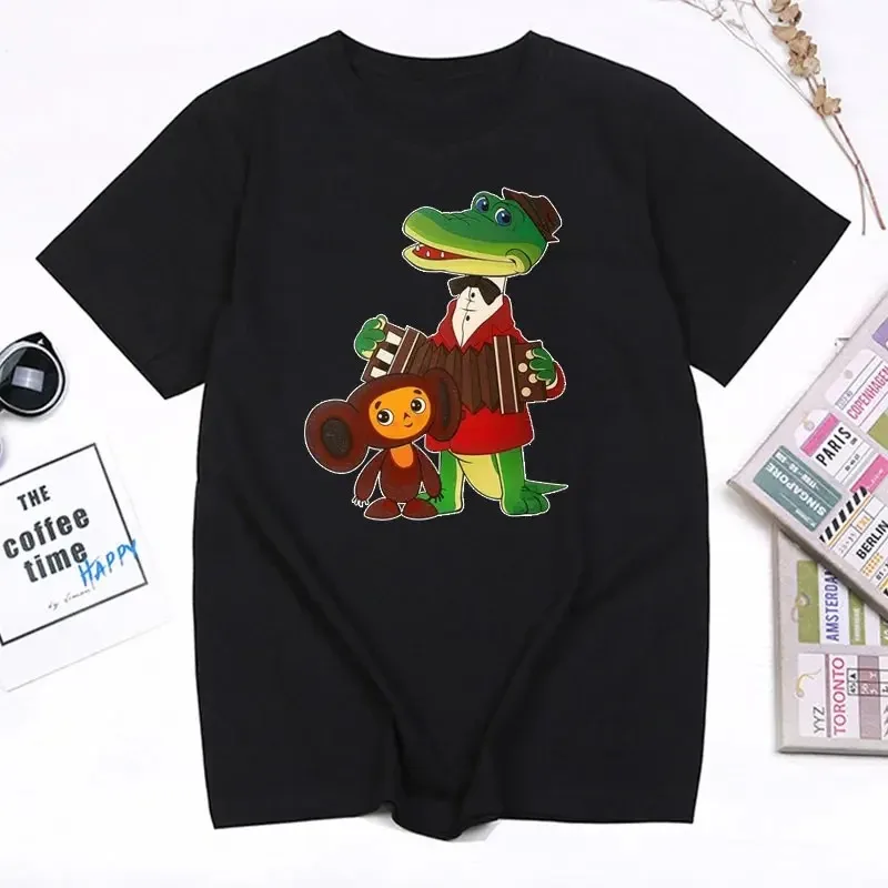 

Cheburashka & Christmas Tree T-Shirt Christmas Party T Shirts Man Women Clothes Cute Cartoon Graphic T-shirts for Men Camisetas