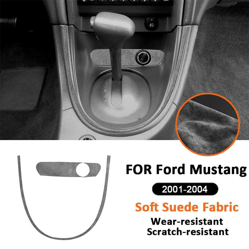 

Soft Suede Fabic Car Interior Center Gear Shifter Panel Frame Decoration Sticker For Ford Mustang 2001-2004 Accessories Tools