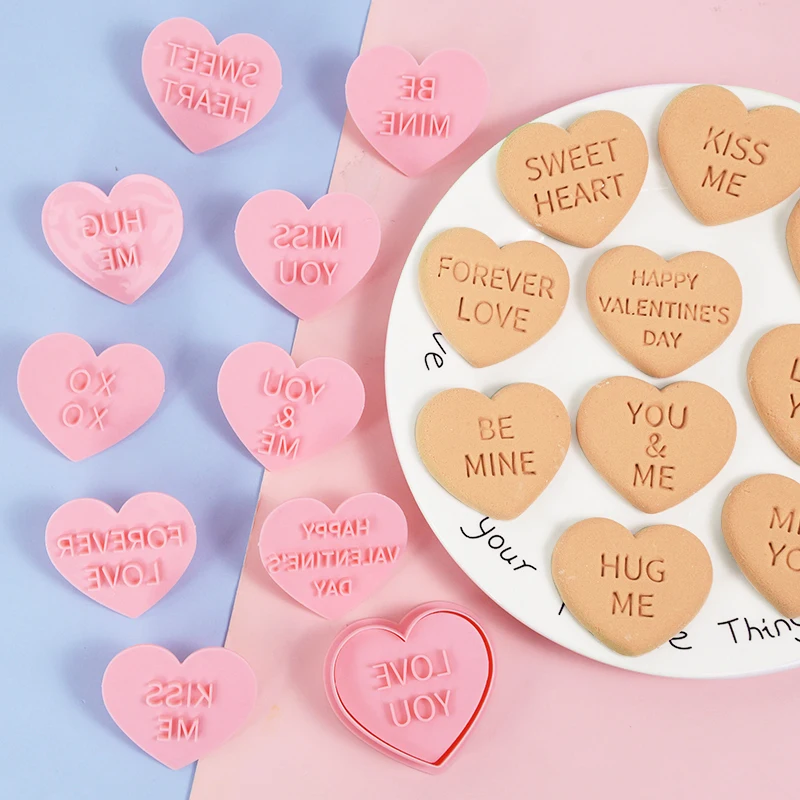 Molde de plástico en forma de corazón para el Día de San Valentín, cortadores de galletas en forma de corazón, suministros de decoración de pasteles para fiestas y bodas, 1 Juego