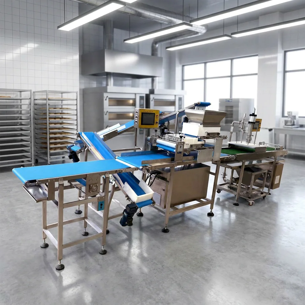 Industrial Automatic Pizza Production Line High Speed Dough Forming Machine for Frozen Pizza Base and Commercial Food Factory