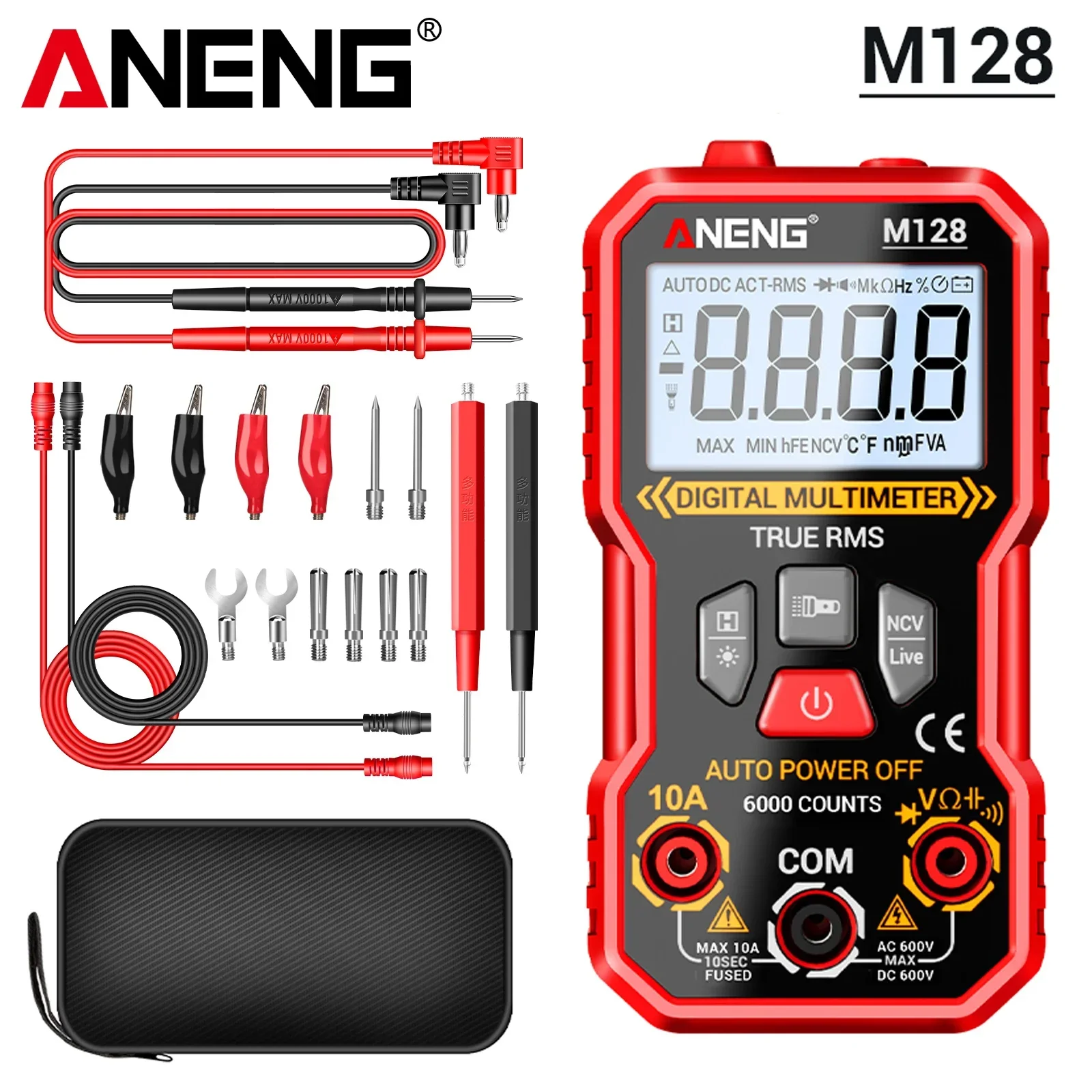 

ANENG M128 Digital Backlit Screen Flashlight For Electrician Multimeter 6000 Counts NCV Voltage Detection AC/DC Voltage Tester