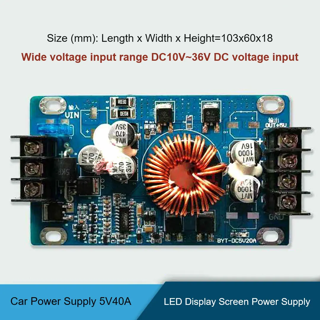 Tensão de entrada DC 5V 20A/40A Conversor Fonte de alimentação de corrente constante Driver LED 10V-36V Power Display LED