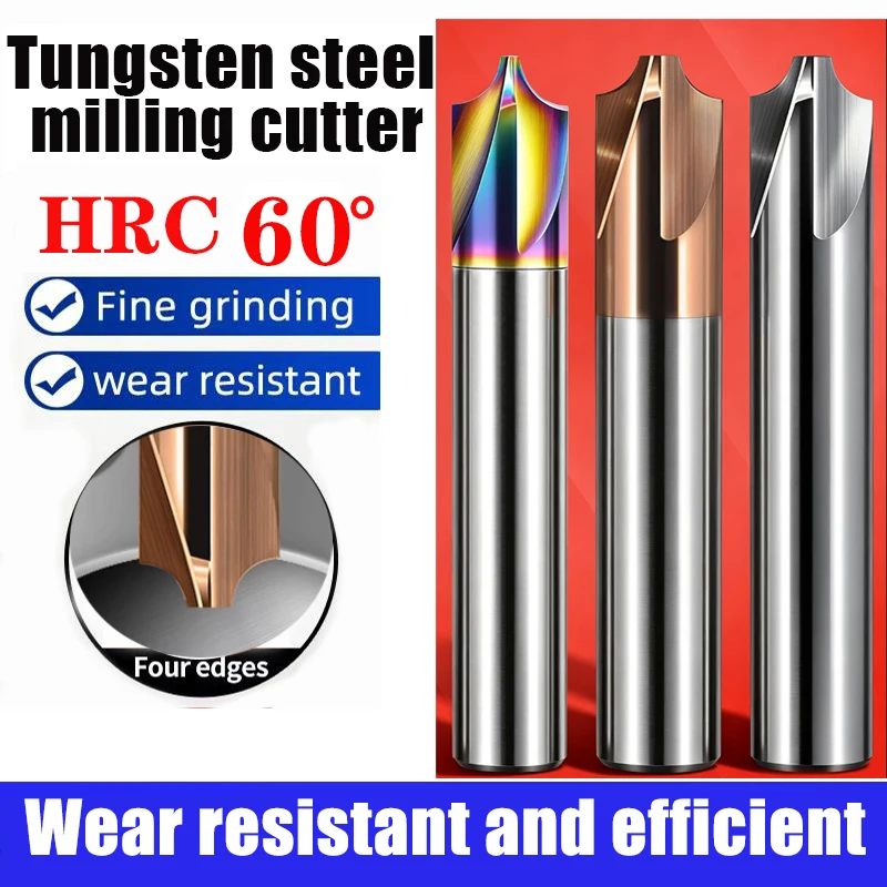 HRC55 Radius Corner Rounding Cutter Carbide End Mill CNC Tool R0.5 R1 R3 R4 R5Chamfering Outside Radii Quarter Circle Router Bit