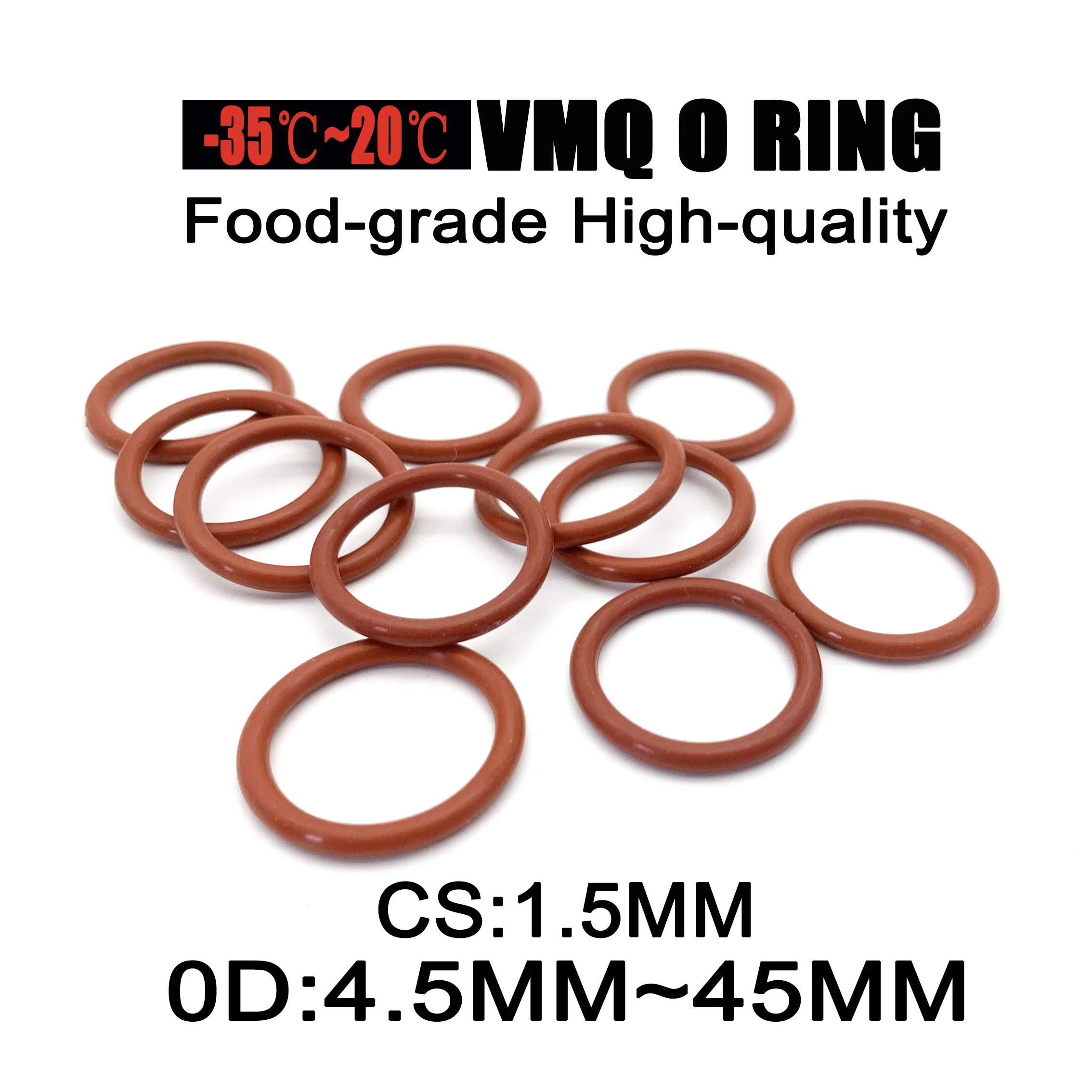 

1000 шт. CS 1,5 мм наружный диаметр 4,5 мм-45 мм красные силиконовые уплотнения VMQ пищевые водонепроницаемые, устойчивые к высоким температурам, защита окружающей среды