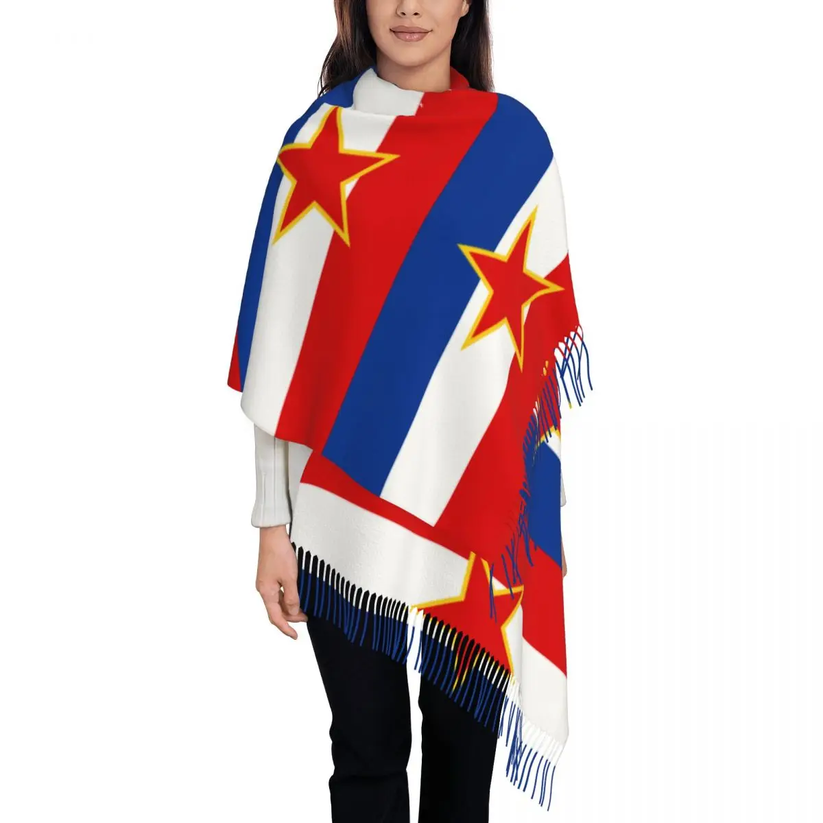 Yugoslavia Flag Scarf for Women Winter Warm Shawls and Wrap Large Shawl Scarf Lightweight