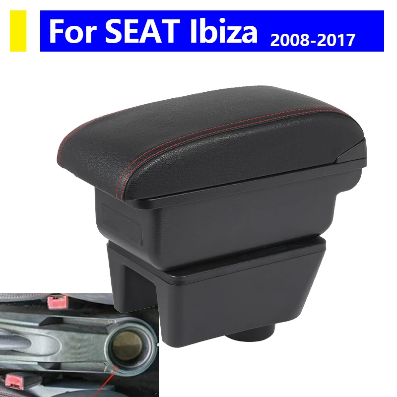 

Подлокотник для Seat Ibiza для Ibiza MK4 IV 6J 2008-2017, дизайн интерьера, автомобильная консоль, черный подлокотник, ящик для хранения, автомобильные аксессуары