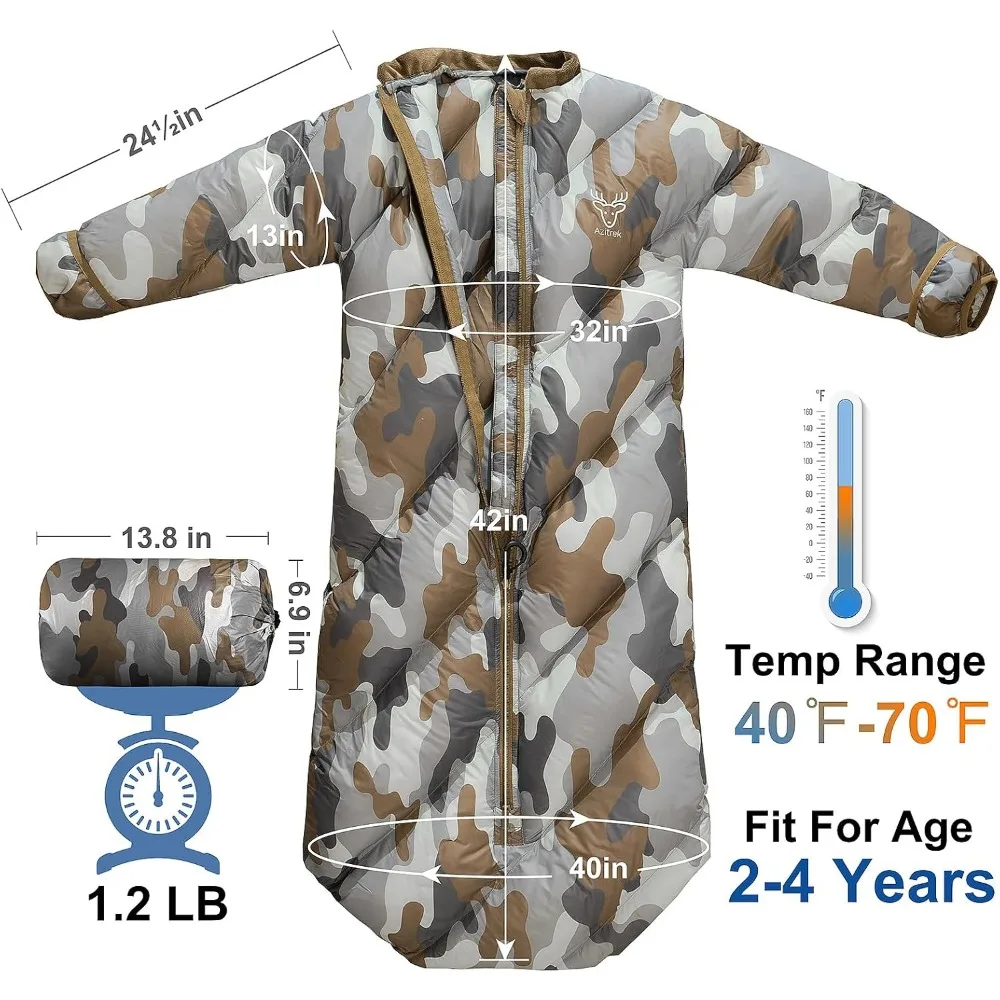 كيس نوم خفيف الوزن للأطفال للأعمار من 2 إلى 4 سنوات |   حقيبة نوم منتفخة للأطفال الصغار للتخييم، أغطية النوم |   ما يصل إلى 46 بوصة |   المدمجة و