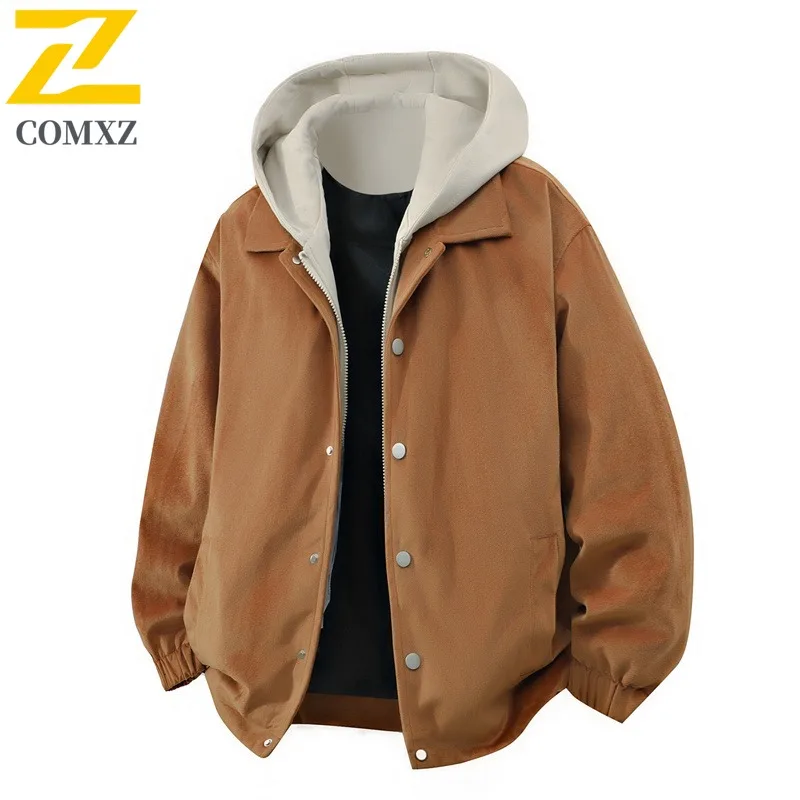 COMXZ 2025 Men Rider Jacket 2025 New Hooded Hunting Hiking Fly Fishing Casual Sport Shirt Jacket New Mens Solid Color Coat