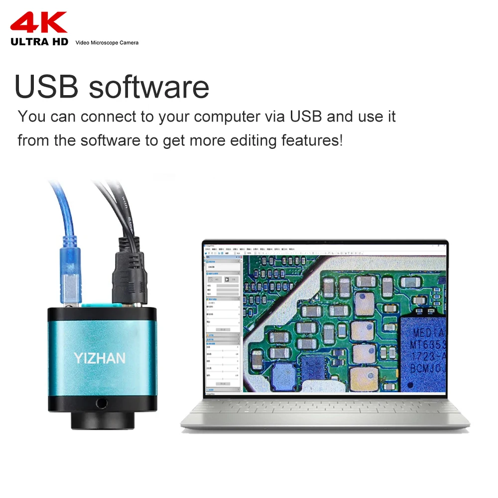 4K Microscope For Electronics 48MP Digital Microscope Camera Optional 1-150x Lens LED Light Foldable Bracket Phone Pcb Soldering