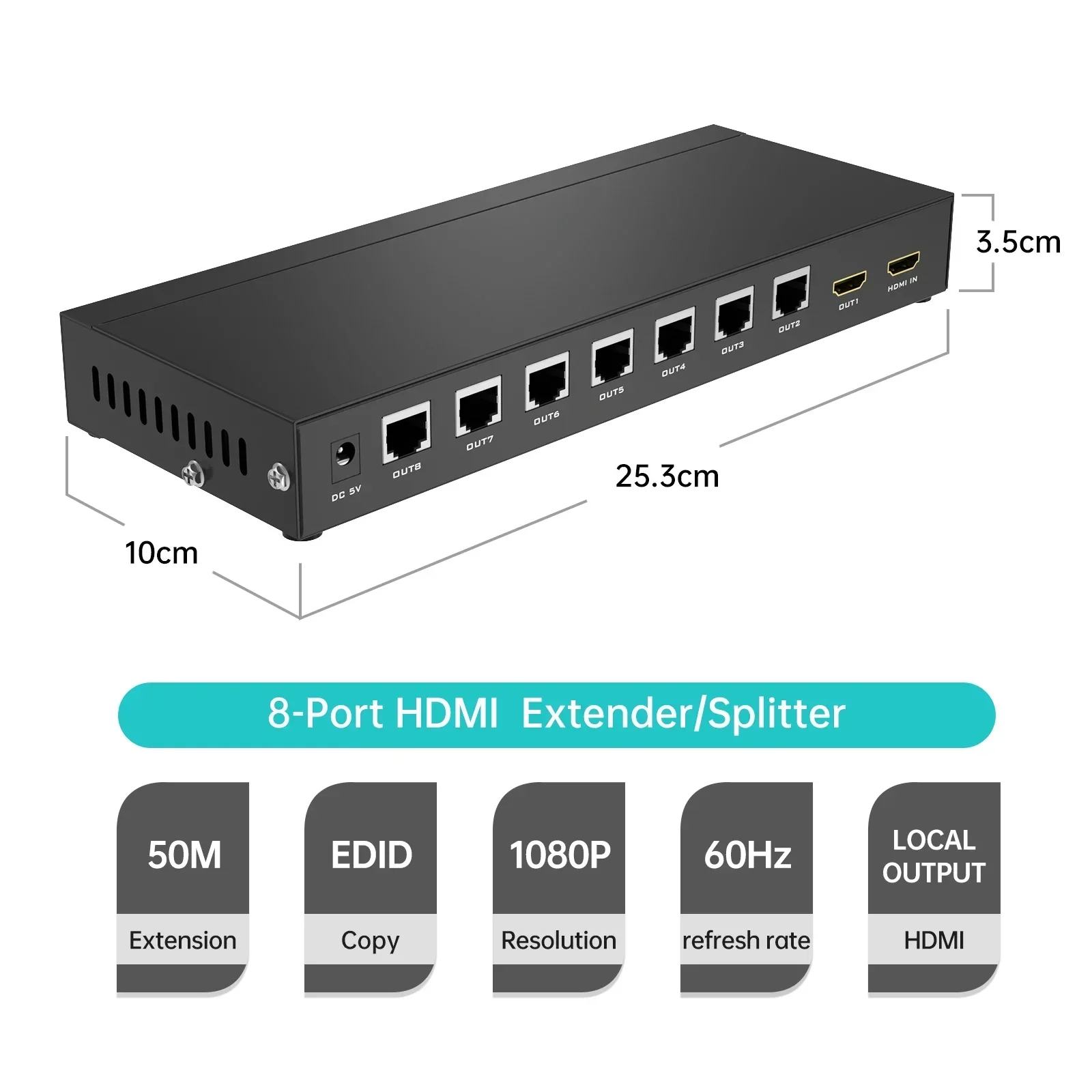 MT-VIKI 1080P HDMI splitter over Ethernet 1 in 8 out with Receiver