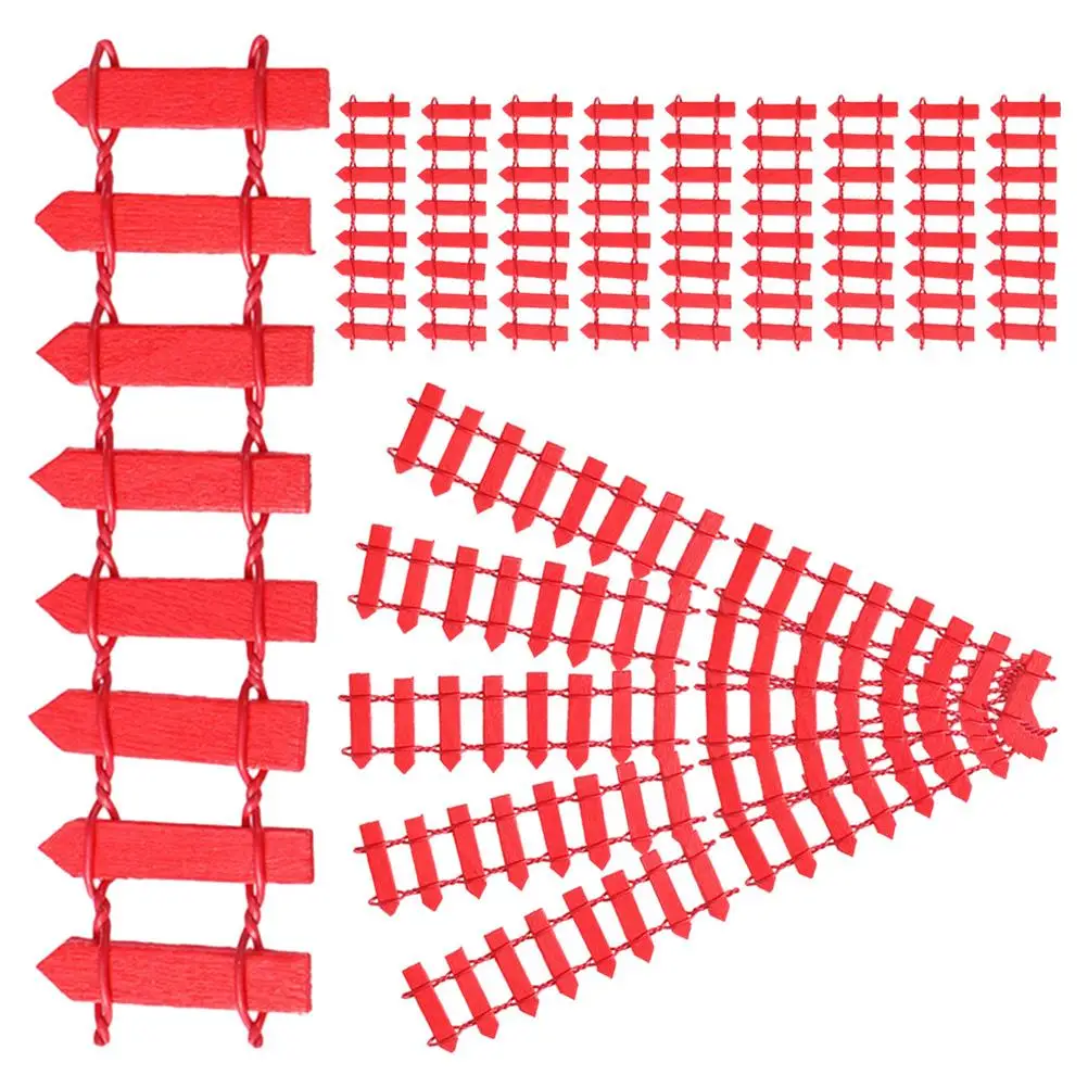 

20pcs Miniature Wooden Fence Decorative Red DIY Handicraft Supplies for Fairy Garden Mini Farm Sand Table Accessories