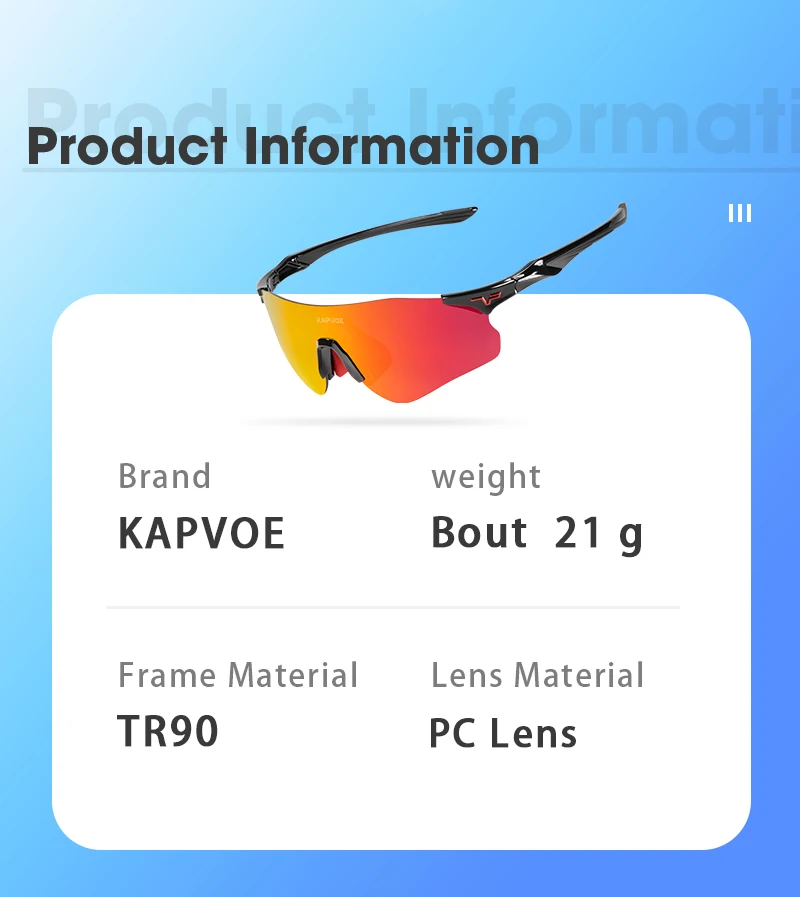 Kapvoe Leichtgewichtige Photochrome Laufsonnenbrille Sportbrille für Männer Marathon-Radbrille Mountainbike-Brille Eyewear – Detail 7