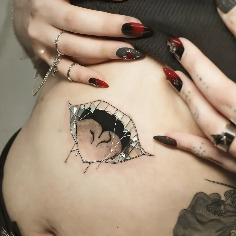 

Japanese Anime Temporary Tattoos for Man Woman Hand Fake Tattoo Cartoon Black Mouth Tongue Art Tattoo Sticker Cosplay Stickers