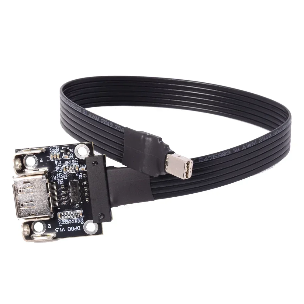 ADT-Link Mini Displayport V1.4/1.2 Flat Ribbon Adapter Cable Shielded DP1.4 To Mini-DP Extension w E-marker For PC GPU Extension