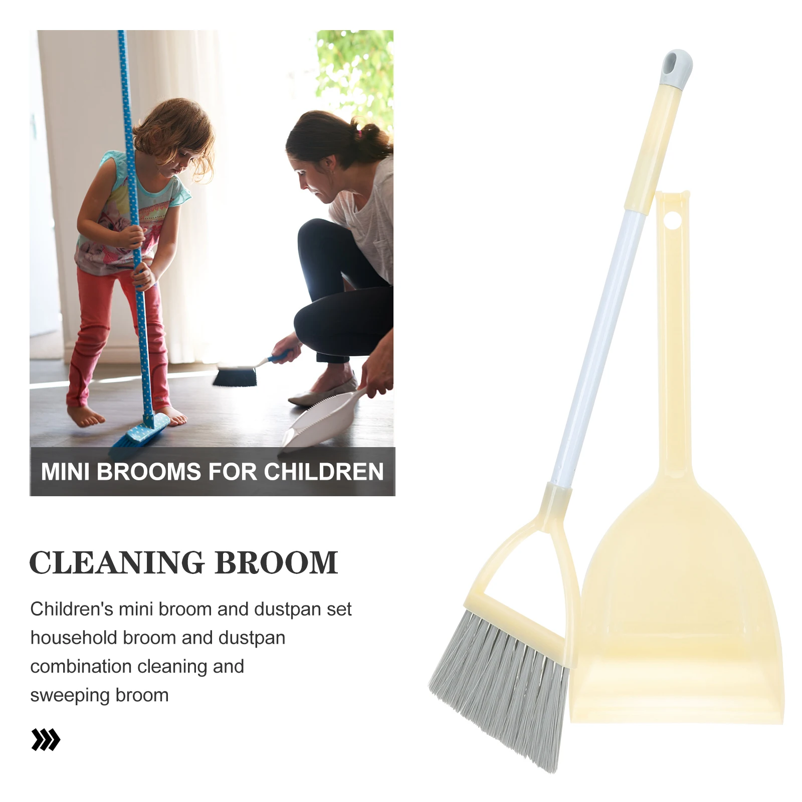 مجموعة واحدة من مجرفة المكنسة للأطفال، أداة تنظيف بلاستيكية صغيرة خفيفة الوزن، مساعد للتدبير المنزلي، لسطح المكتب