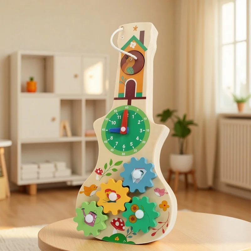 Montessori ocupado placa de madeira multifuncional com jogos musicais mão precoce educação cognitiva fina auxiliares de ensino brinquedo presente