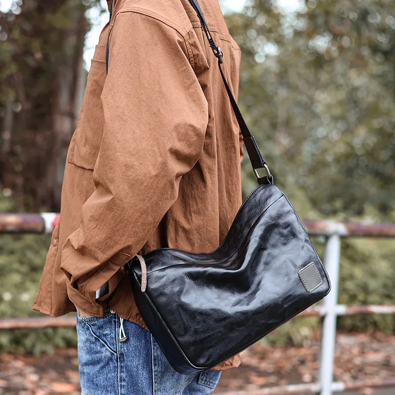 Wmnuo 2024 Schoudertas Mannen Horizontale Koreaanse Echte Koe Lederen Handtas Voor Mannelijke Grote Capaciteit Ipad Crossbody Messenger Bags