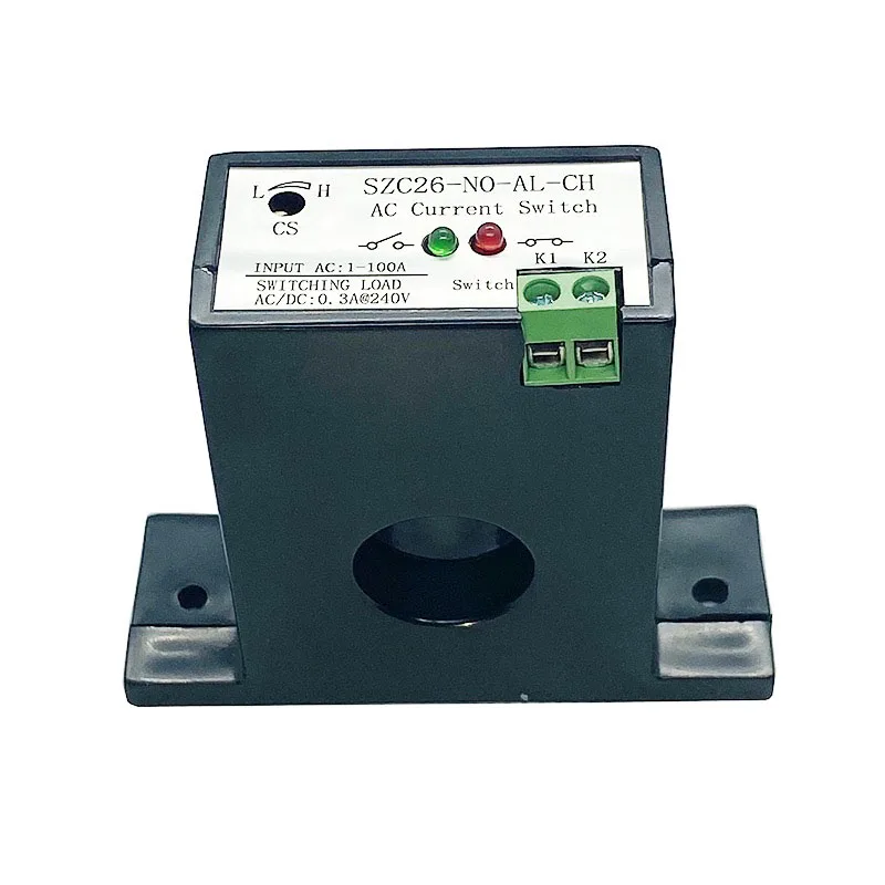 SZC26-NO-AL-CH   AC current induction switch AC0-100A self -power  alarm output PLC control normal opened current control switch