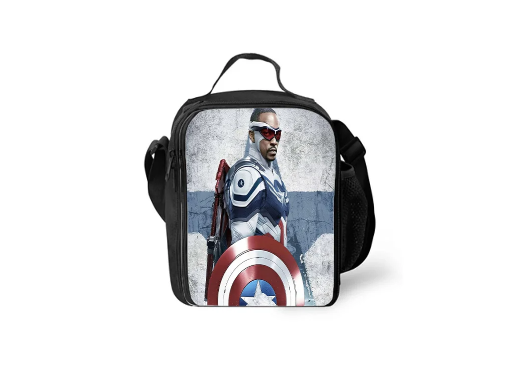 

Student Reusable Thermal Bag,Super Hero Captain America Picnic Bag Waterproof Lunch Box for Unisex Boy Girl