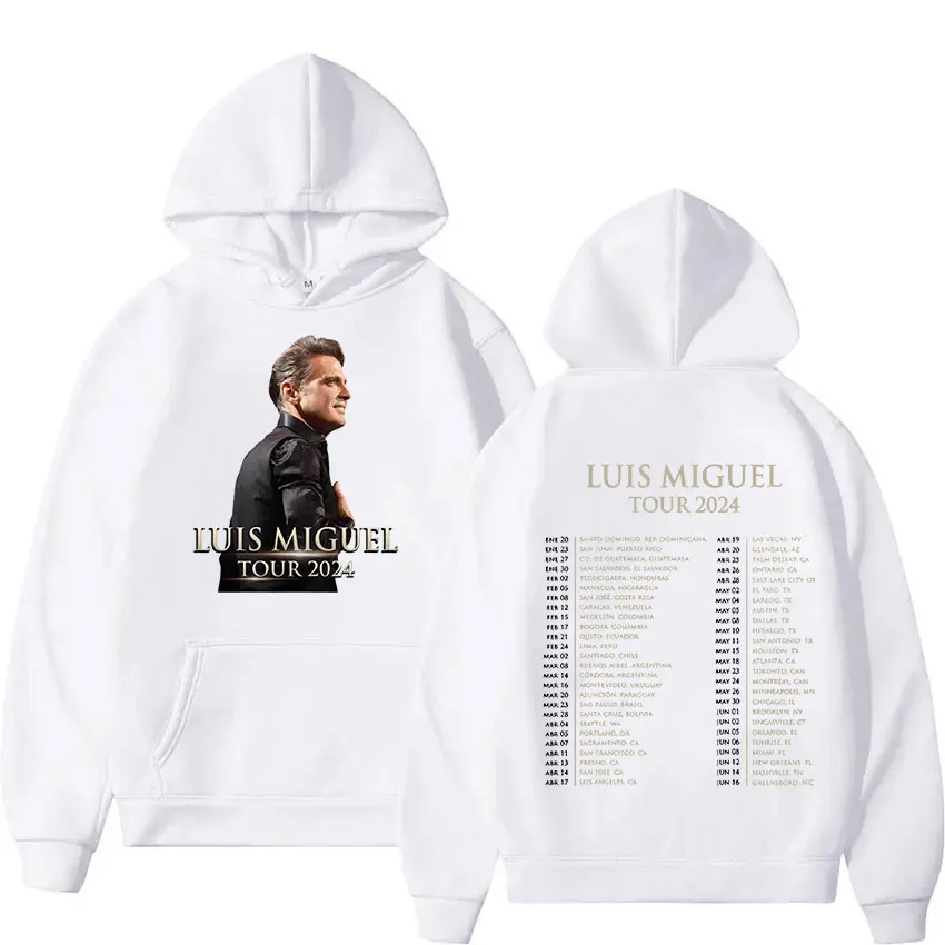 Singer Luis Miguel Tour 2024 Print Hoodie Men's Hip Hop Retro Pullover Sweatshirt Man Casual Fashion Oversized Hooded Streetwear