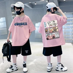 2025 Children's Clothing Streetwear Fashion Cartoon Print T Shirt 100%Cotton Tops Tees Children Short Sleeve Boys Girls Clothes