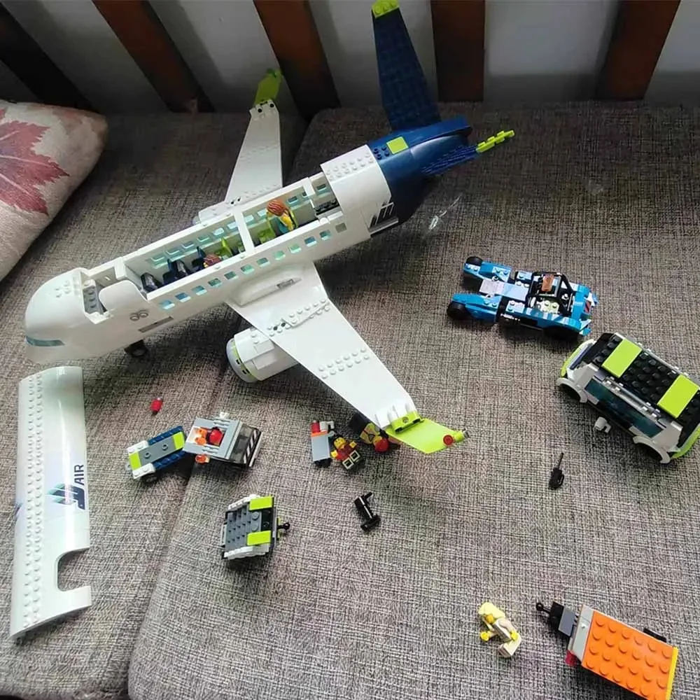 Hot Toys Passagierflugzeug-Bausteine, City-Serie, kompatibel mit 60367, passagierflugzeug, große Montage, MOC-Spielzeuggeschenke