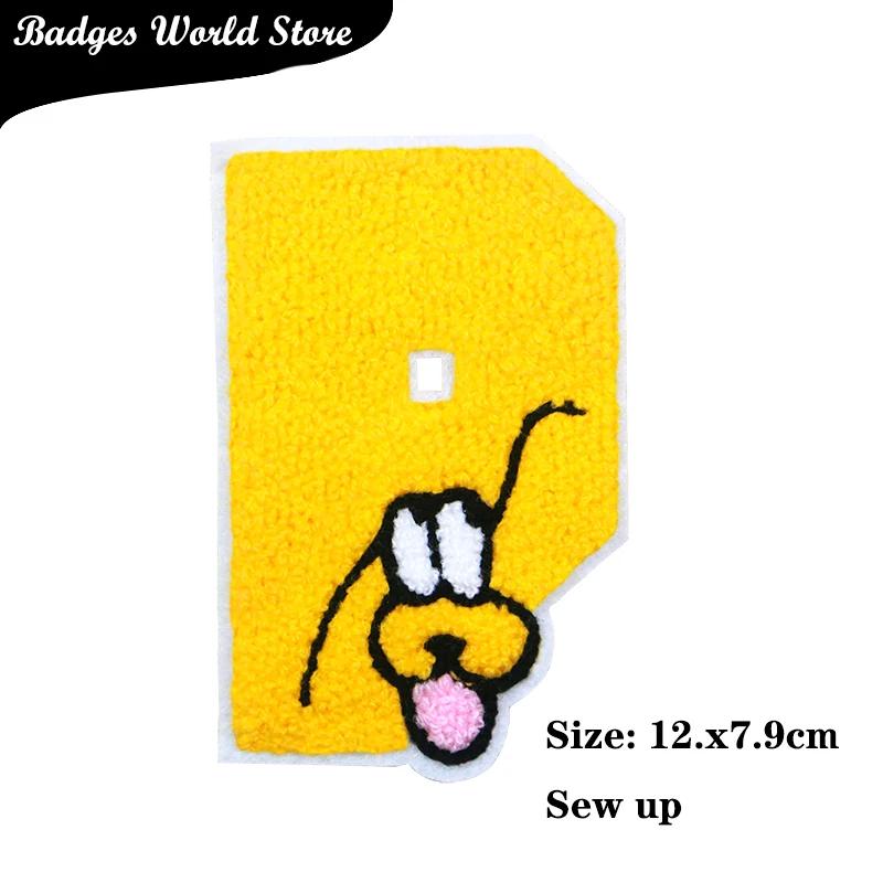 Bear Dog Love Letter M W V R P Chenille Icon Towel Embroidery Applique Patches For Clothing DIY Iron on Badges on the Backpack