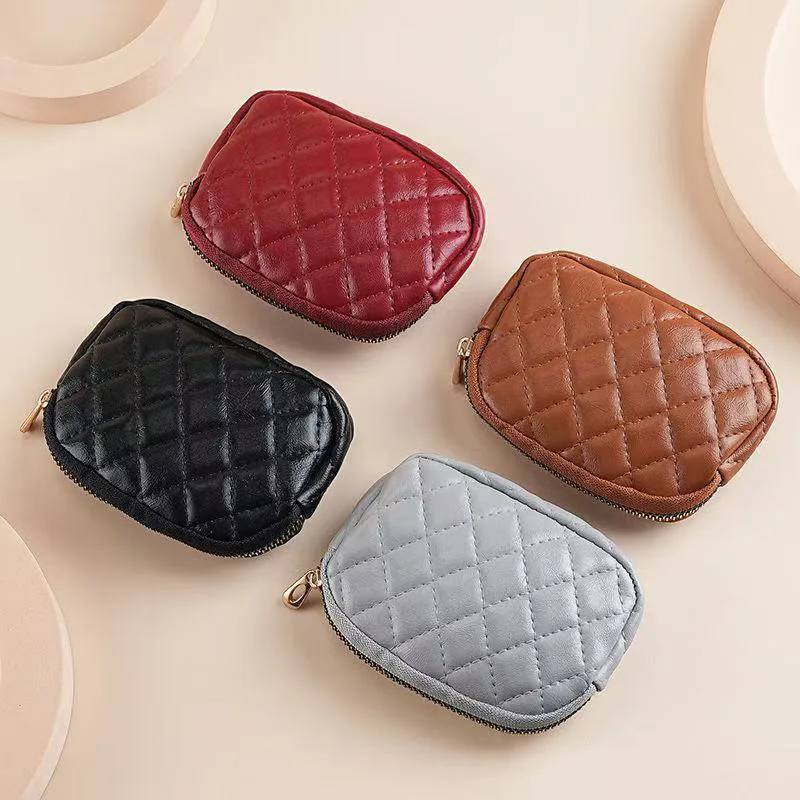 WERLLANDS PU Leather Quilted Pattern Double Zipper Multi-Color Coin Purse