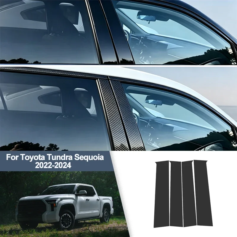 For Toyota Tundra Sequoia 2022-2024 B/C Pillar Post Stickers PC Window Middle Pillar Trim Decorative Car Exterior Protect Parts