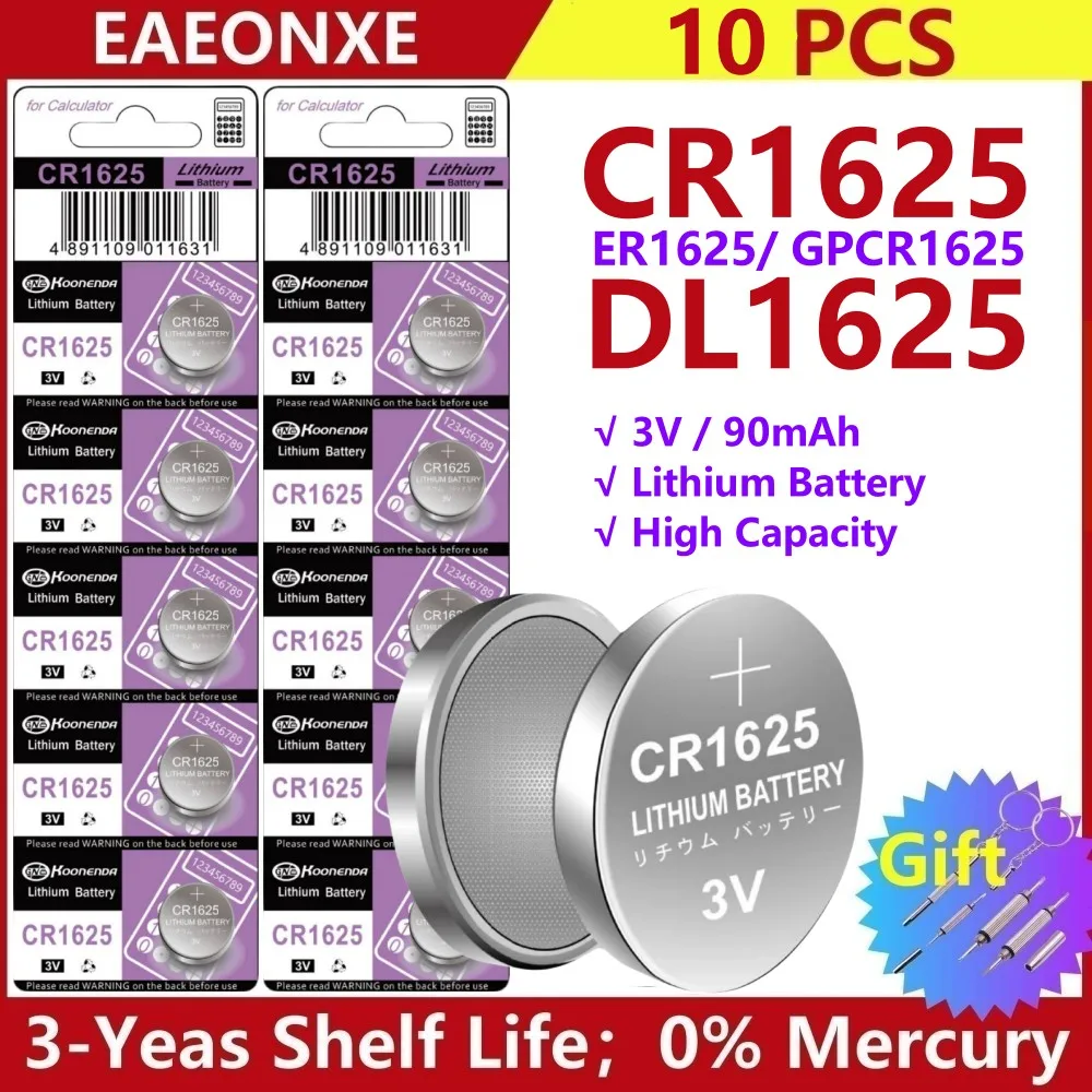 

10PCS CR1625 Coin Cells Batteries CR 1625 DL1625 BR1625 LM1625 ECR1625 Lithium 3V Button Battery For Watch Remote Key