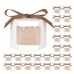 3pcs Hexagonal Paper Boxes With Display Window Lid And Ribbon Suitable For Gift Handicraft Cake Candy Wedding Party Box