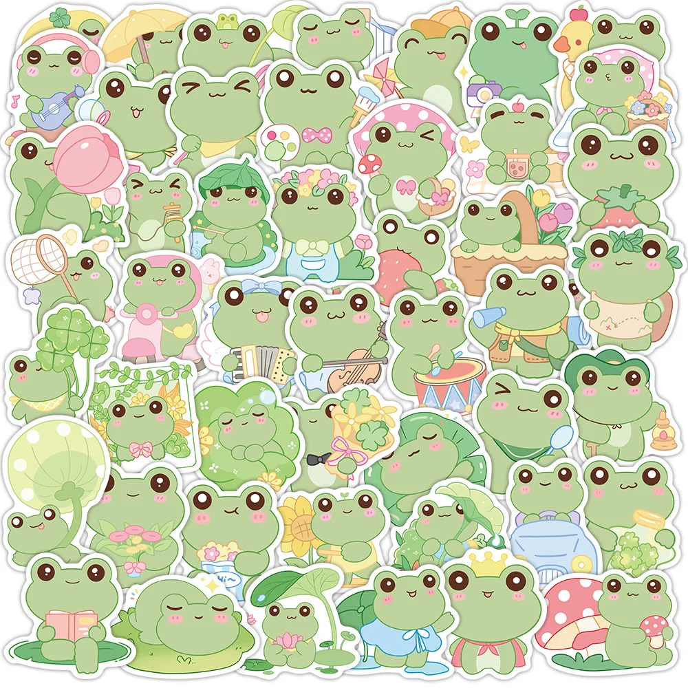 50PCS Vitality Frog Stickers Decorative Guitar Phone Case DIY Luggage Laptop Tablet Waterproof Stickers