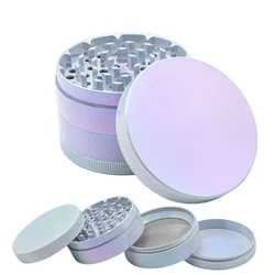 Herb Grinder 4-layer Iridescent Tobacco Grinder Spice Miller Crusher Zinc Alloy Smoke Accessories Nano Paint Surface 40/50/60mm