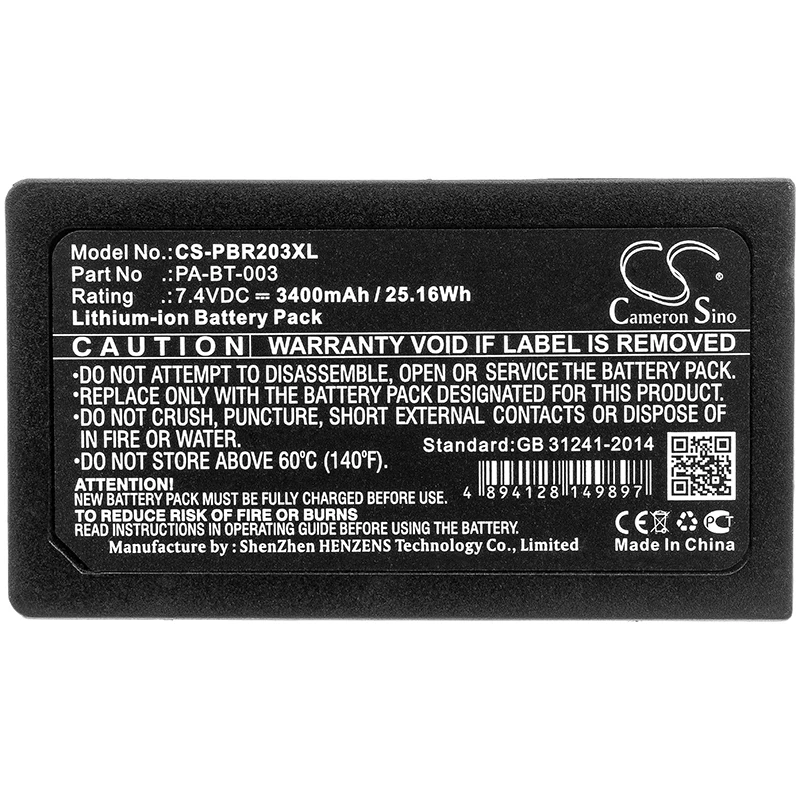 

CameronSino 2600mAh/3400mAh Portable Printer Battery PA-BT-003 for Brother RJ-2030, RJ-2050, RJ-2140, RJ-2150