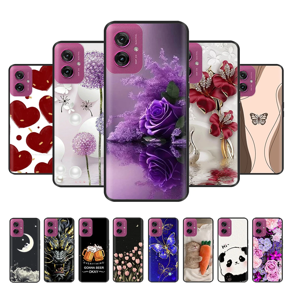 

For Motorola Moto G55 Case Cute Panda Flowers Soft Back Cover For Moto G75 G85 G35 G55 MotoG55 MotoG75 Soft Phone Cases Fundas