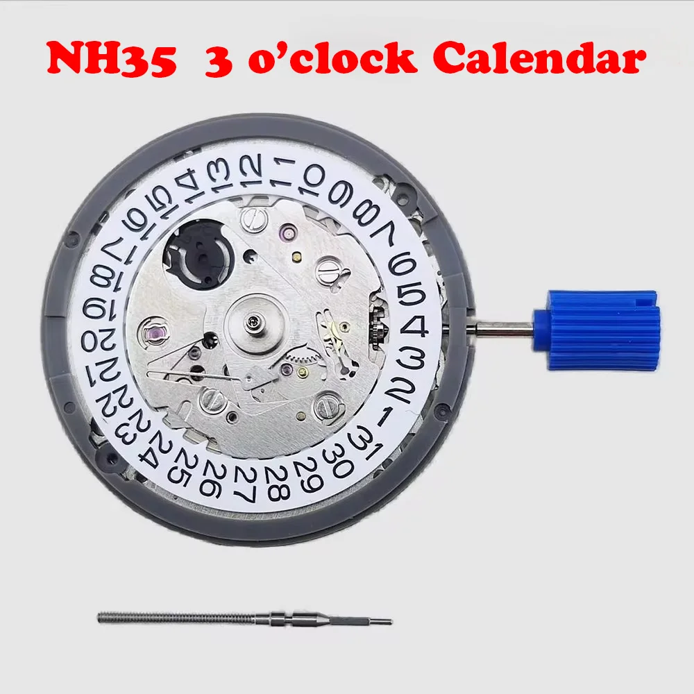 New Original Japan NH35 NH35A mechanical watch movement High Accuracy 24 Jewels 3 o 'clock crown White date