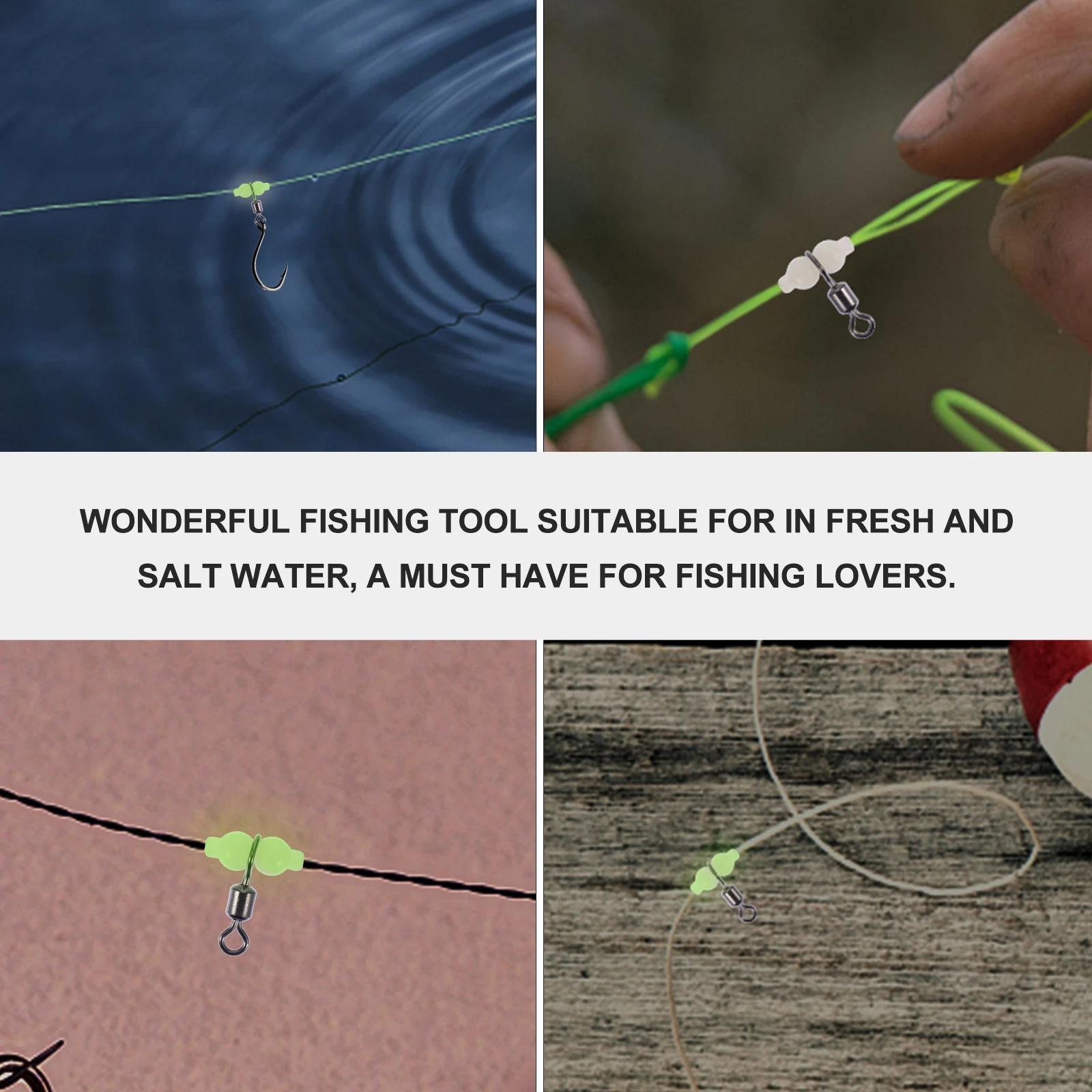 

50pcs Luminous Gourd Swivels Fishing Accessories Glow in Connectors Plastic Strong Night Tackle Hooks