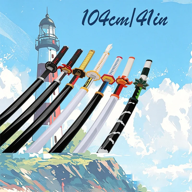 

Tomioka Giyuu 104cm Blue Anime Katanas Cosplay Props Set with Belt & Stand