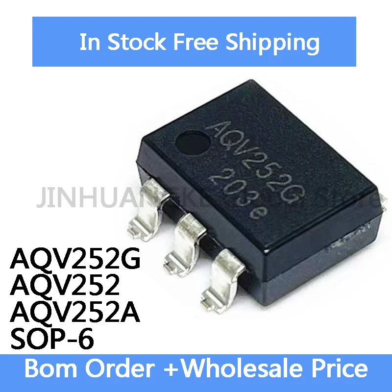 5Pcs AQV252G AQV252 AQV252A SOP-6 high current load relay optocoupler IC in Stock Wholesale
