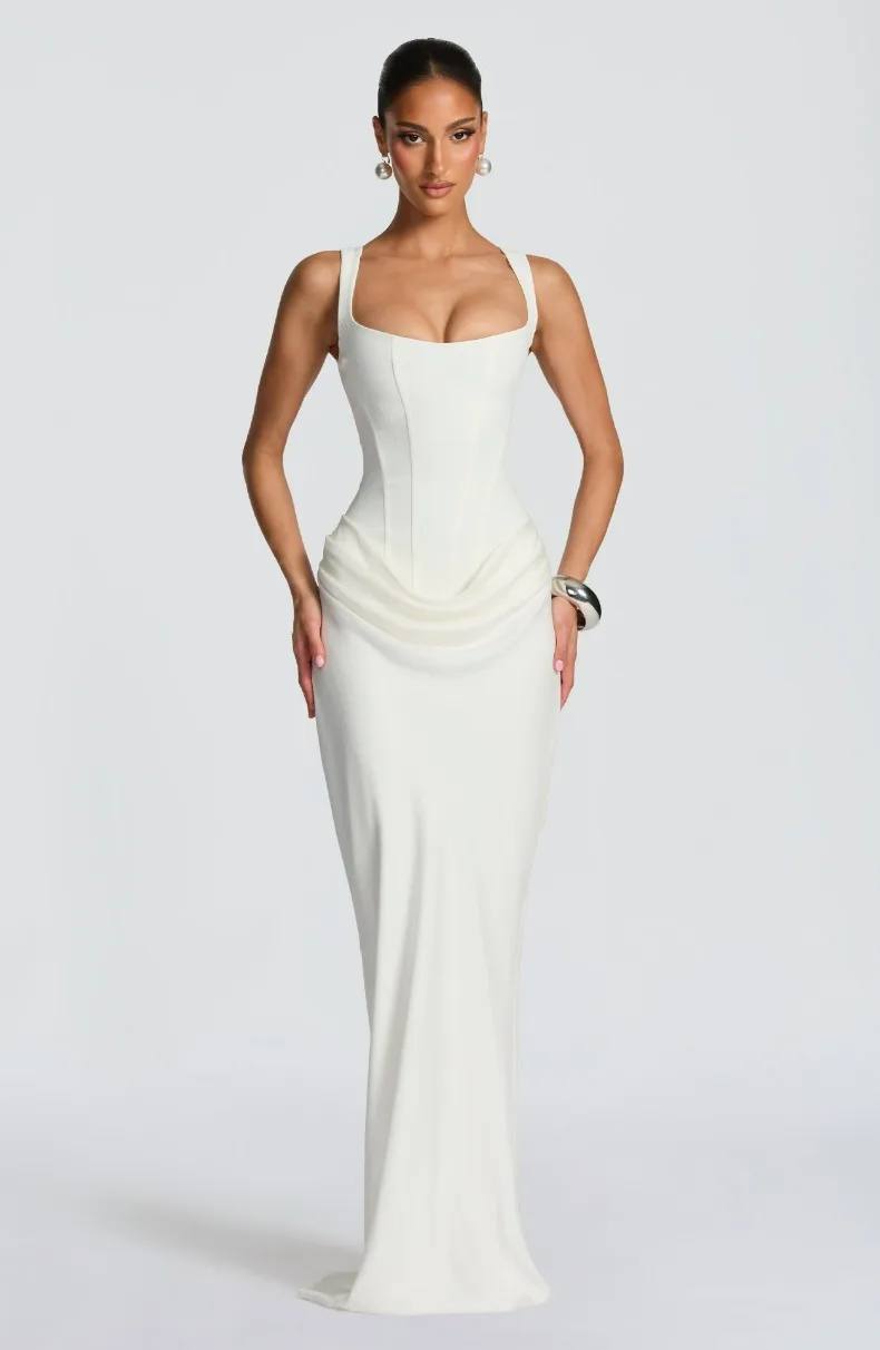 Fischgräten-Träger-Jumpsuit, einfarbig, figurbetontes Kleid, schlankmachend und elegant, Abendkleid mit stilvollem Flair – Detail 13