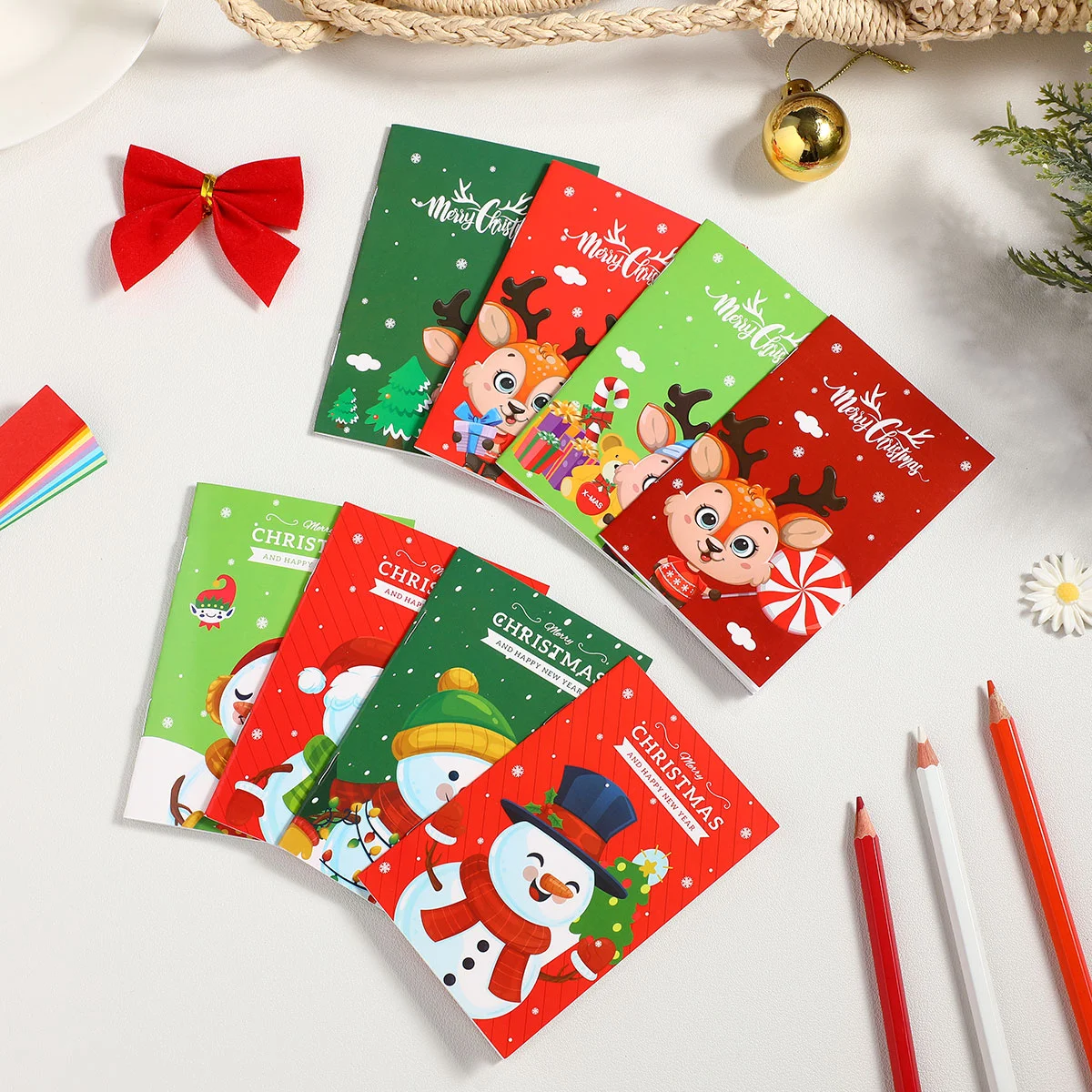 Christmas Glow Pendant Notepad Novelty Bags Theme Notebook Stickers Snowman Deer Santa Claus Notebok Cartoon