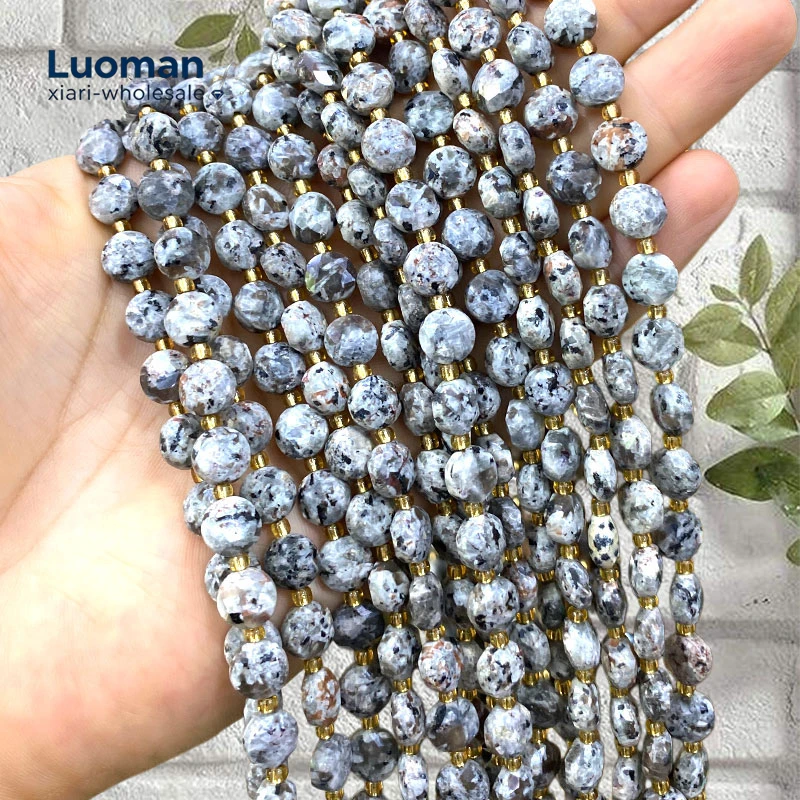Wholesale 8mm Faceted Rondelle Natural Stone Flame Fire Stone Spacer Bead for Jewelry Making Diy Bracelets Charms Accessories