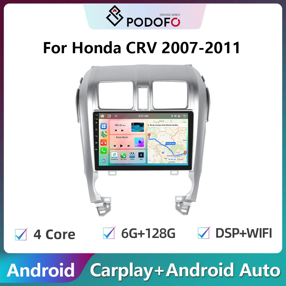 

Автомагнитола Podofo на Android для Honda CRV 2007-2011, автомобильный стереоплеер, Авторадио с Wi-Fi, GPS-навигацией, FM/RDS, автомобильный мультимедийный плеер