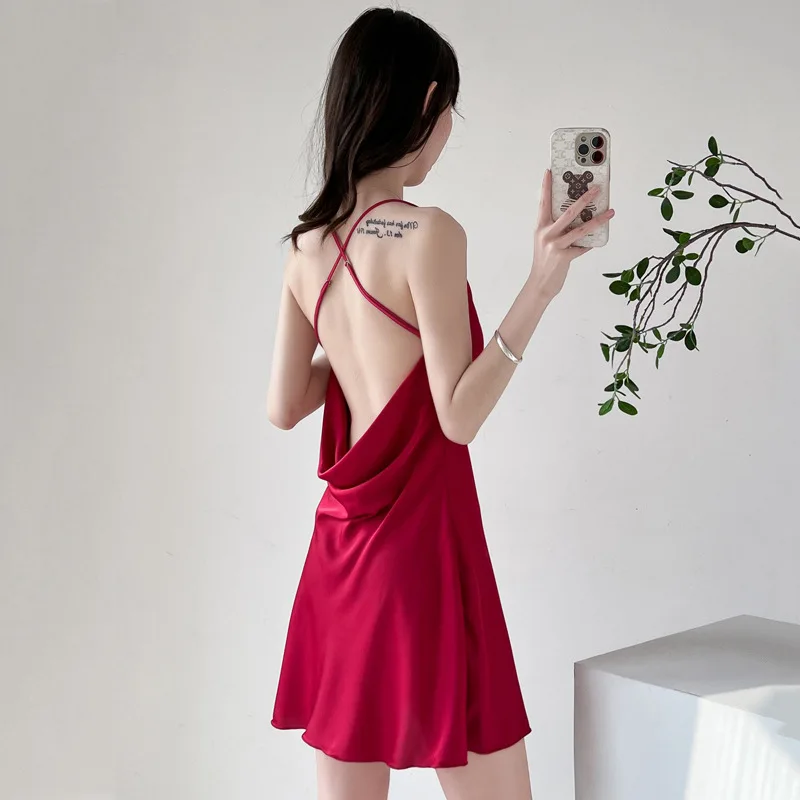 2022 Summer New Night Dress Women Rayon Sleepshirt Sexy Mini Nightgown Hollow Out Homedress Causal Sleepwear Loungewear Lingerie