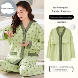 Autumn 5XL Pajama Sets Bust-Padded Nightwear Knitted Pjs Polka Dots Sleepwear Elegant Women's Pajamas Lounge Home Pijama Mujer