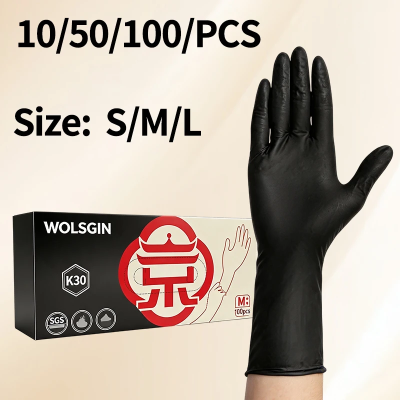 Black Disposable Extra-Long, Extra-Thick Nitrile Gloves, Waterproof and Oil-Resistant, Perfect for Washing Dishes and Home Clean